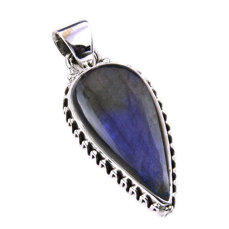 Pendente Regalo Gioiello in Argento Sterling Massiccio 925 con Labradorite Naturale 1,50'' l0B95