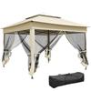 Garden Gazebo Pop-up Folding 3 X 3 M Metal Waterproofed Polyester anti-UV Mosquito Nets Carry Bag Cream