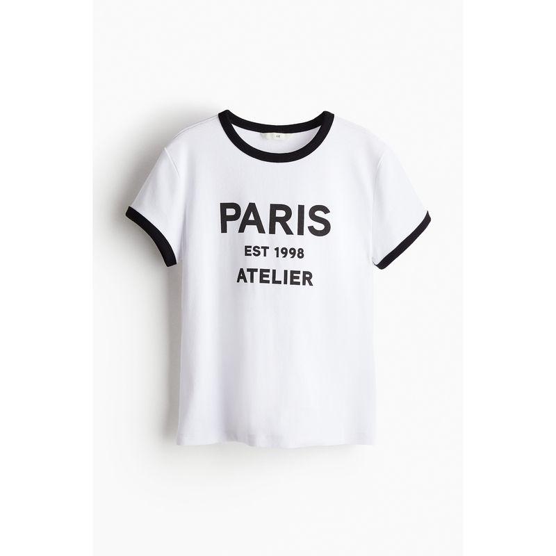 

Женская футболка HM Осенняя мода Повседневный Ветер Трендовый Винтажный принт Приталенная футболка 1239920