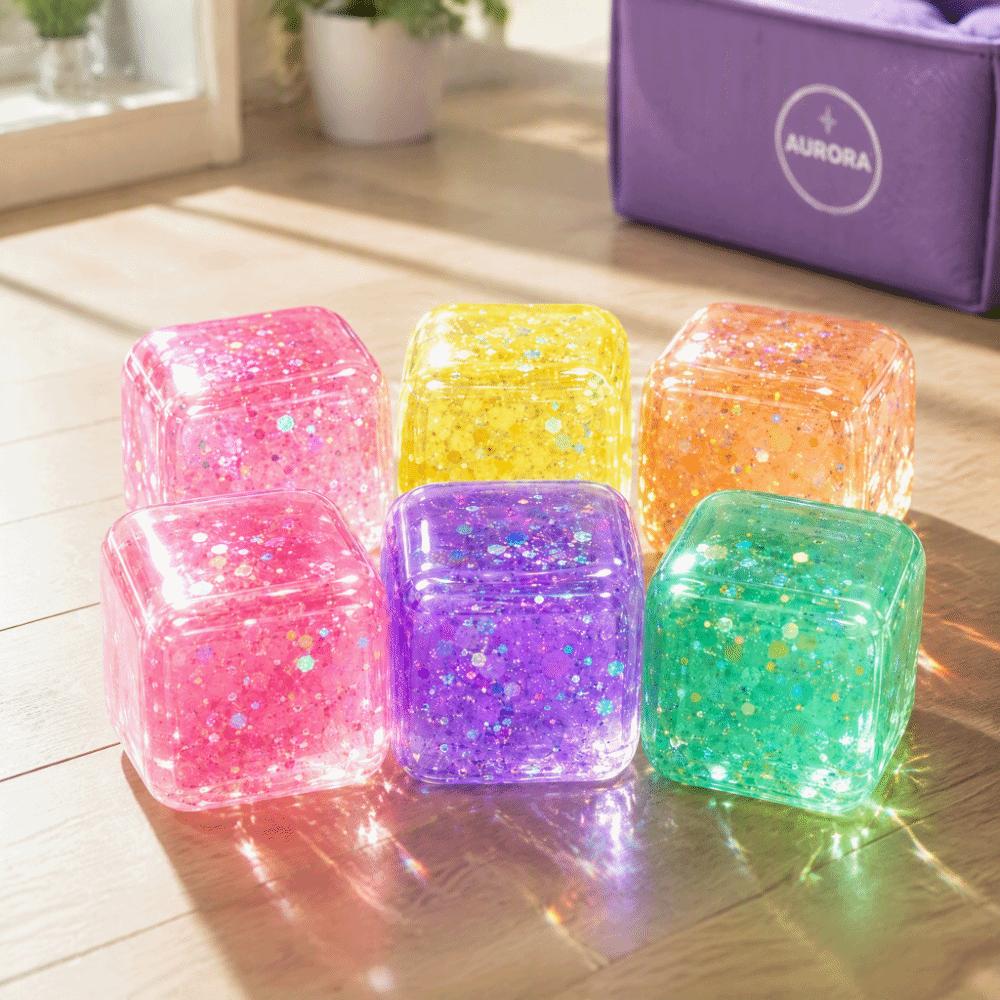 Glitzer Eiswürfel Squishy Spielzeug Langsam Rückprallender Würfel Fidget Spielzeug Entspannungs Würfel Knetspielzeug Kinder Geschenke