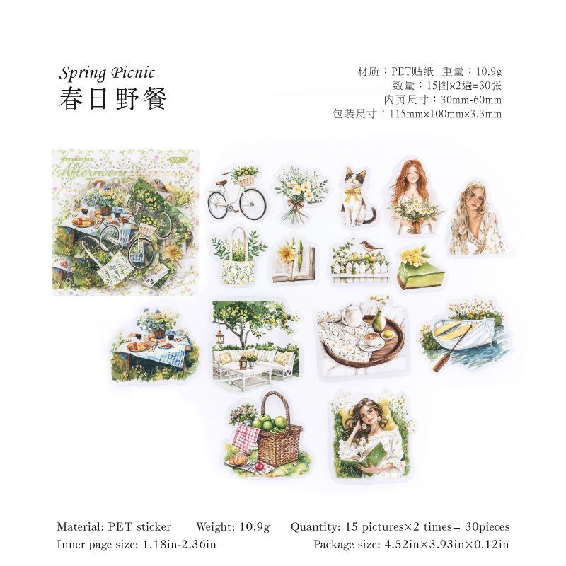 30pcs/1lot kawaii Stationery Sticker leisure life junk journal Decorative Scrapbooking DIY Craft Sticker