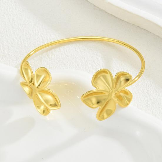 Women Flower Cuff Bracelet Adjustable Bracelet Bangle Elegant Floral Bracelet Anniversary Birthday Jewelry Gift for Her Wife