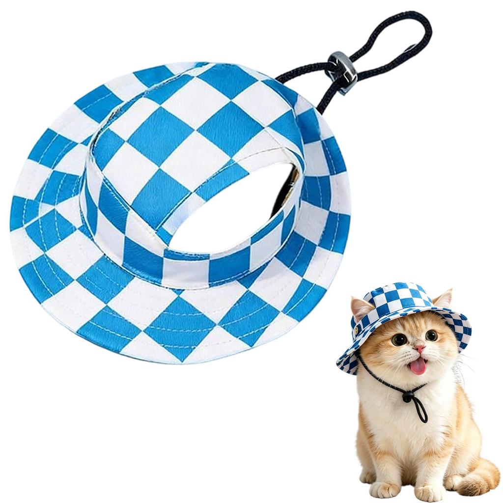 Adjustable Pet Hat with Wide Brim and Ear Hole Design Lightweight Sun Protection Cap for Dogs and Cats Outdoor Use