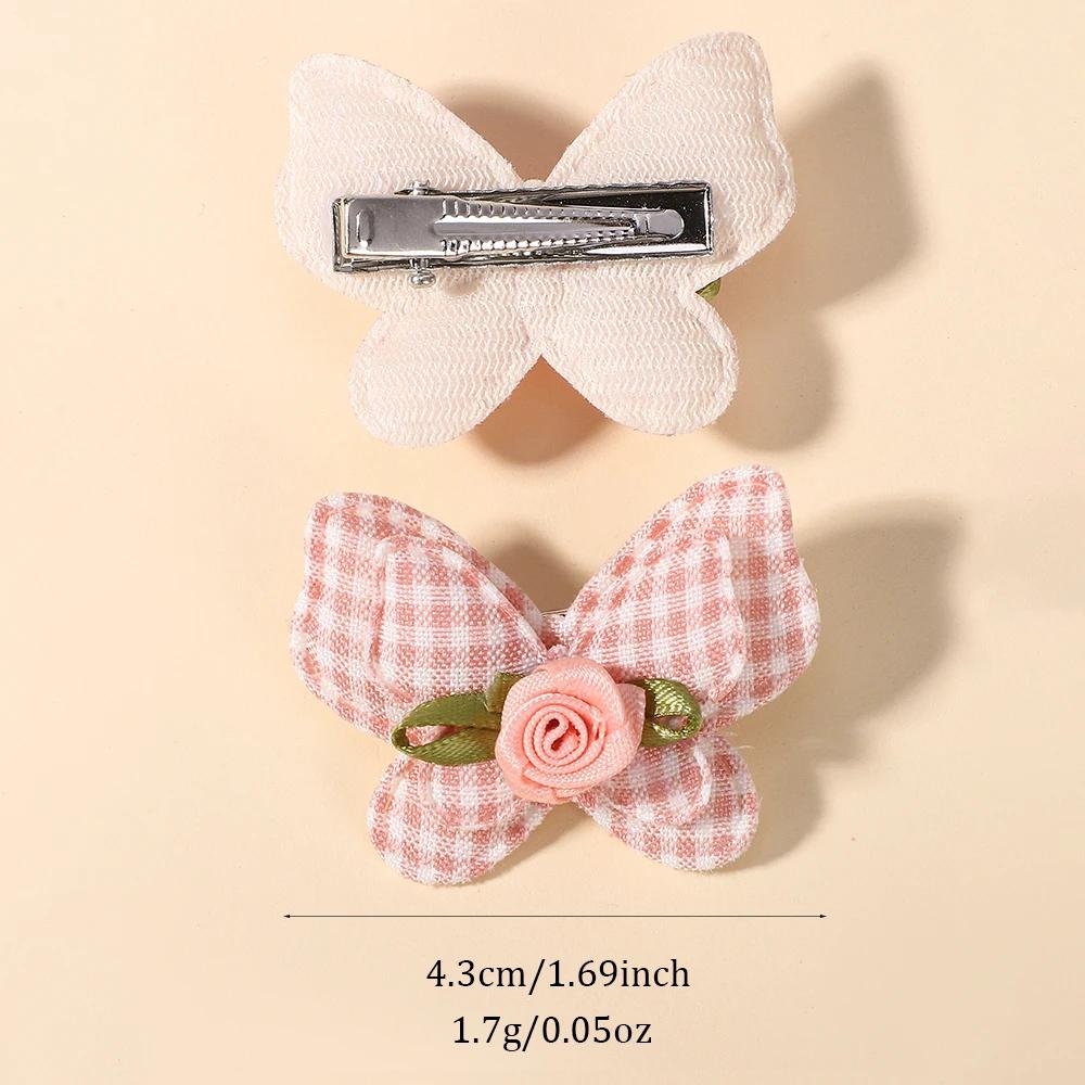 2 Stück/Set Süße Blume Haarspangen Frische Frühling Sommer Handgefertigt für Frauen Mädchen Schmetterling Haarnadeln Kopfschmuck Haarschmuck