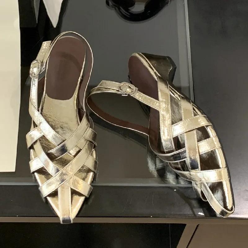 Fashion Comfortable Woven Hollow Wedge Sandals Women Elegant Pointed Toe Narrow Band Brand Designer Shoes Fashion Sandalias De Mujer