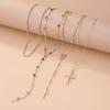 Fashion Cross Necklace Set Y2K Stacked Collarbone Chain Personalized Metal Stacked Necklace  Gift