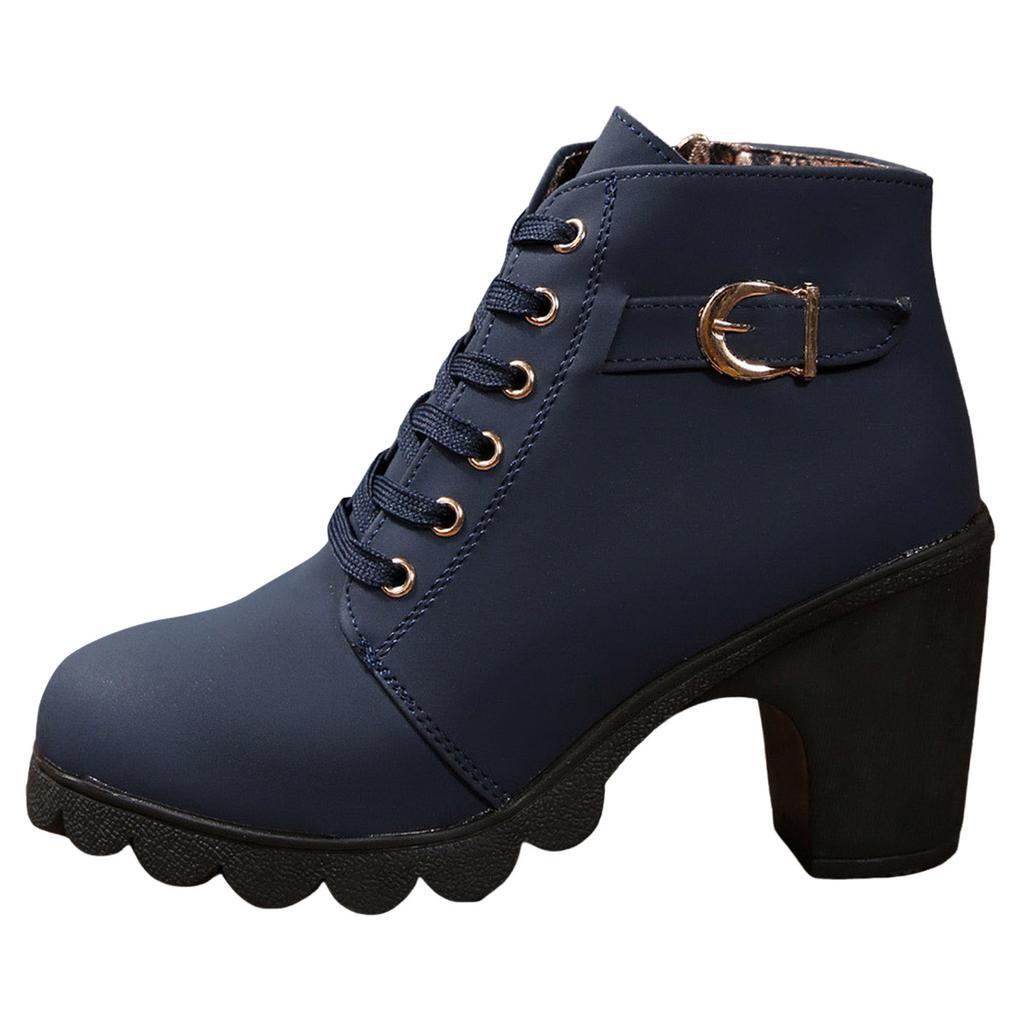 Women's Shoes Chunky High Heels Boots Leather Boots Fashionable Chunky Heels Women's Boots Breathable Boots for Women Leather