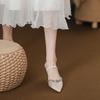 Baotou sandals high heels pointed thin heels rhinestones 2025 summer and autumn new women's shoes high-end single shoes