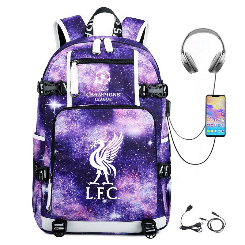 Football Printed Student Backpack Multifunctional Usb Interface Large Capacity Leisure Travel Backpack