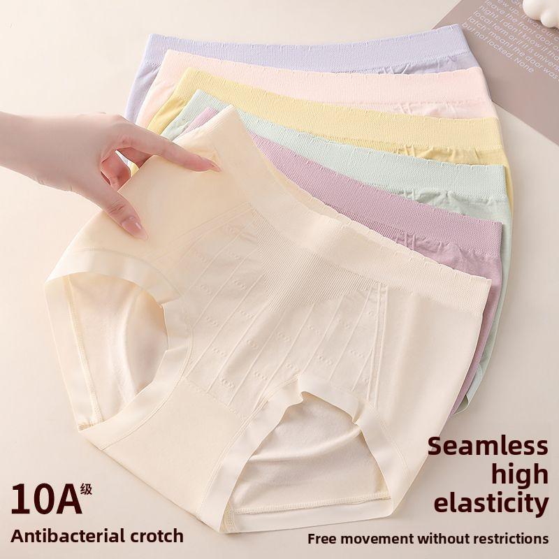 Women's Large Size Spring and Autumn 10A Anti Bacteria Cotton Crotch Skin Friendly High Waist Belly Triangle Briefs