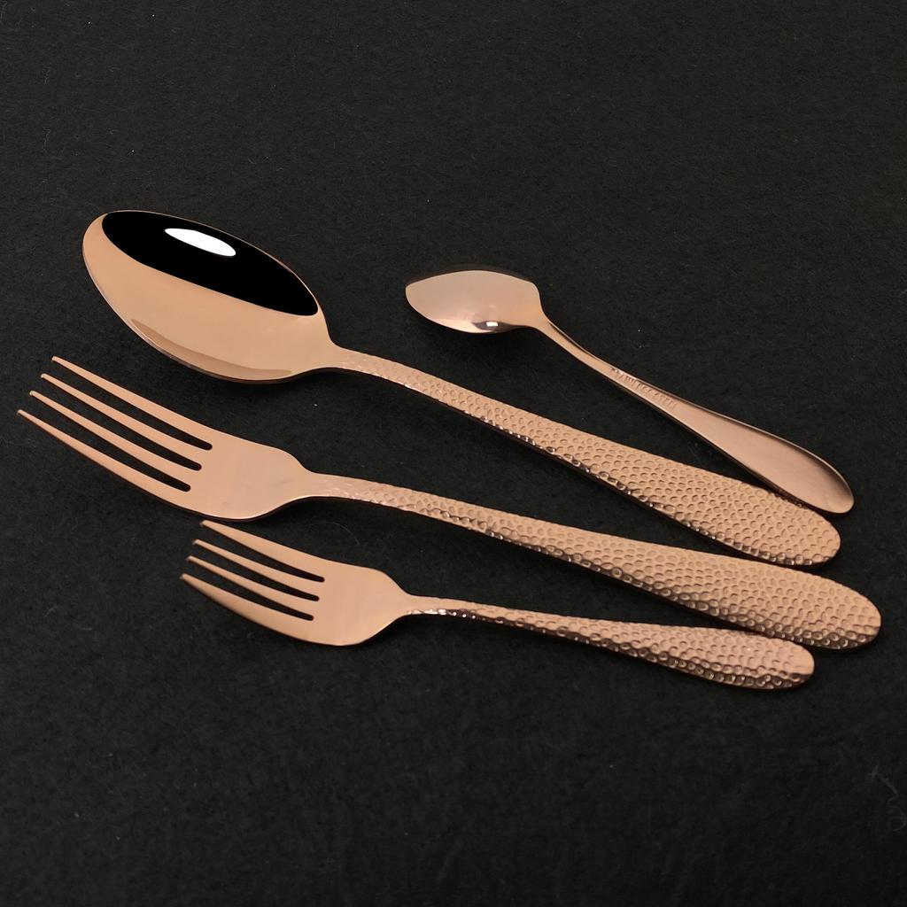 40ks/sada Nová luxusní sada zlatých příborů Zrcadlo Sada příborů Nerezové příbory Nůž Vidlička Lžíce Čajová lžička Na doma