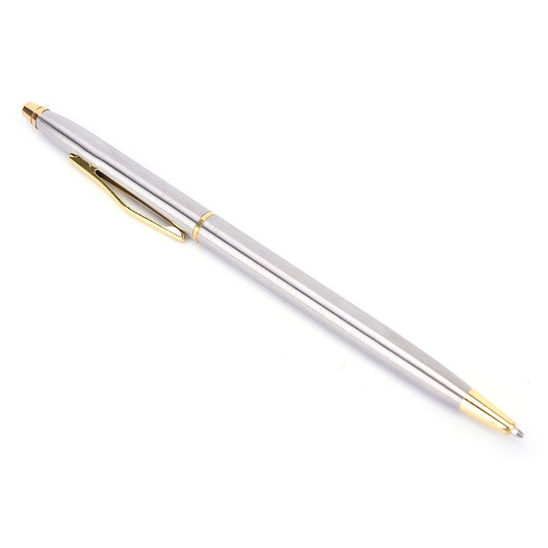 1Pc Metal Ballpoint Pen Stationery Stainless Steel Rod Rotating Pen Ballpen