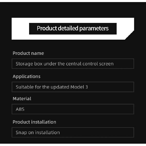 Pour Tesla Model Y Juniper 2025 Model 3 Highland 2024 Boîte de rangement cachée sous l'écran Organiseur de console centrale derrière l'écran