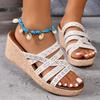Roman Shoes Versatile Thick Soled Wedge Heel Cross Strap Height Increasing Casual Shoes Thick Soled Slippers