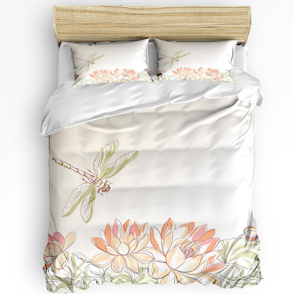 Dragonfly Flower Leaf Insect Butterfly Duvet Cover Bed Bedding Set Home Quilt Cover Pillowcases Bedroom Bedding Set No Sheet