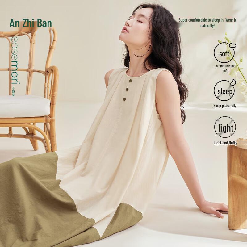 Anzhiban Women s Summer Cool Cotton Short Sleeve Nightgown L