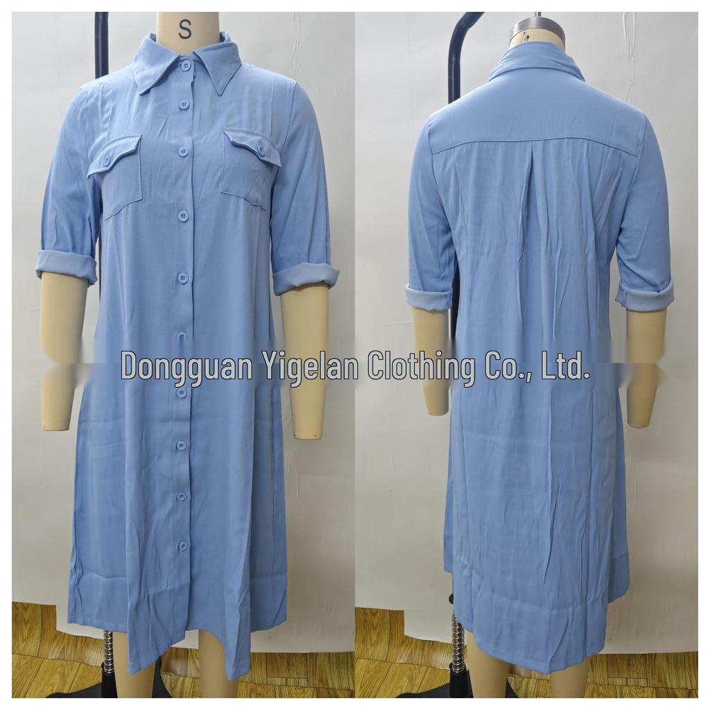 2026 Trendy Five-Sleeve European American Denim Plus Size Slimming Dress