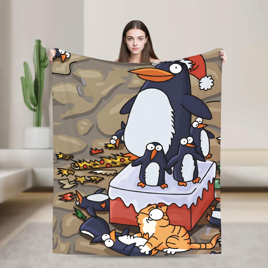 Cartoon Simons Cat Blanket Cute Warm Soft Novelty Plush Throw Blanket For Couch Chair Sofa Bed Airplane Travel Bedspread Bed