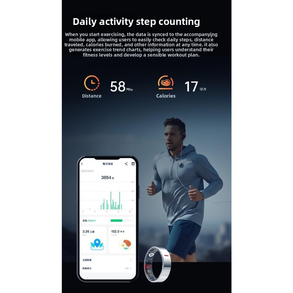 Smart ring monitors heart rate, blood oxygen, blood pressure, blood sugar, sleep, HRV health, step counting,  dad's gift, Valentine's Day gift