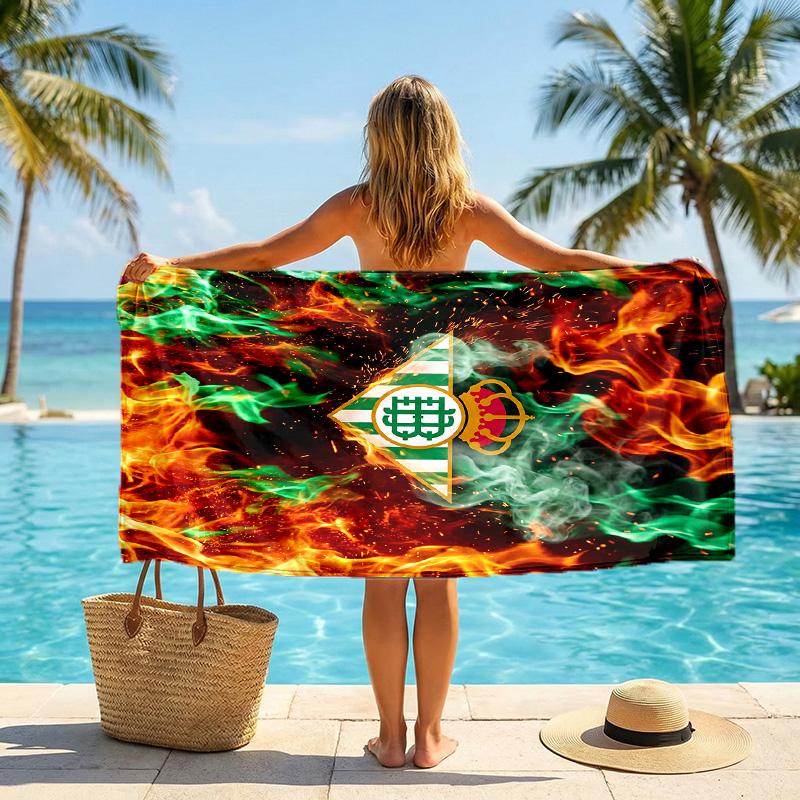 Real Betis Football Beach Towel Soft Microfiber Summer Towel Quick Dry Absorbent Towel for Beach Swimming Pool Travel