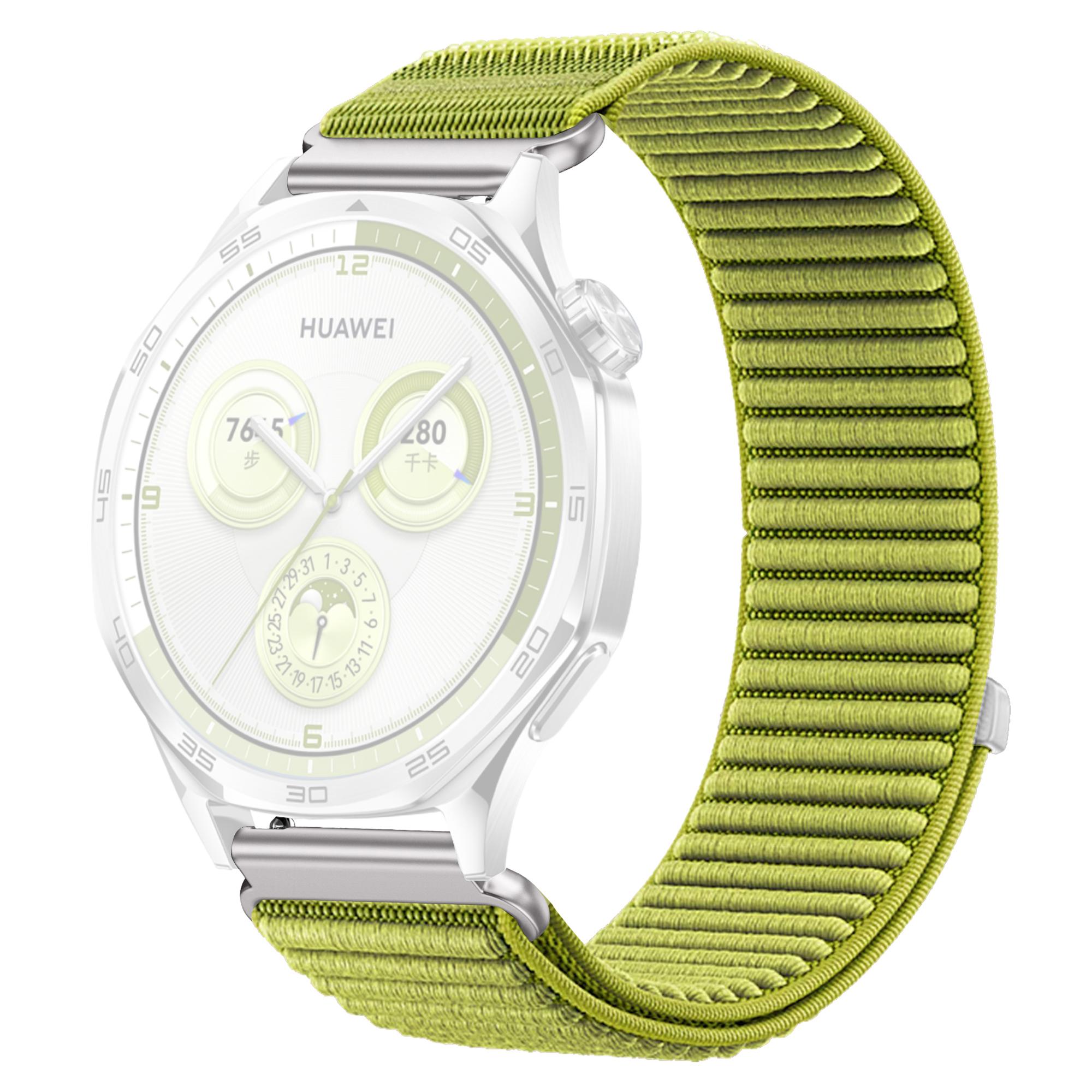

For Huawei Watch GT 5 46mm Wrist Strap 22mm Magic Tape Nylon Woven Watch Band Green