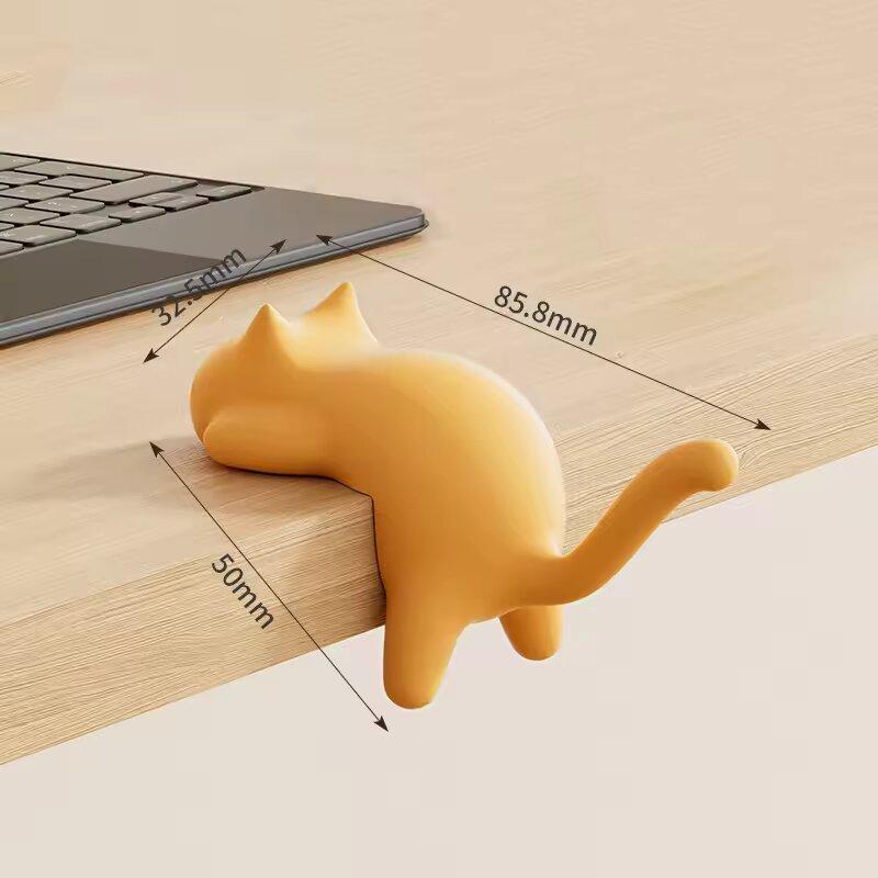 Cute Cat-Shaped Creative Desktop Hooks Key Holder Kawaii Office Desk Ornament Bag Storage Hooks Table Edge Keychain Organizer