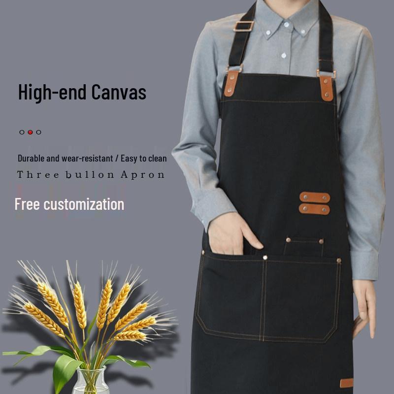 Waterproof Canvas Apron for Women - Ideal for Coffee Shops, Milk Tea Bars, Catering, Baking, and Artists