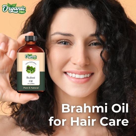 Organic Zing Brahmi Oil Pure & Natural for Skin, Face, Hair Care, Aromatherapy, Diffuser, Conditioner- 118ml