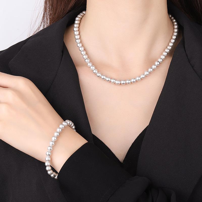 Freshwater Pearl Necklace French Retro Hong Kong Style Pearl Collarbone Chain Classic Pearl Bracelet Small Fragrant Style Jewelry