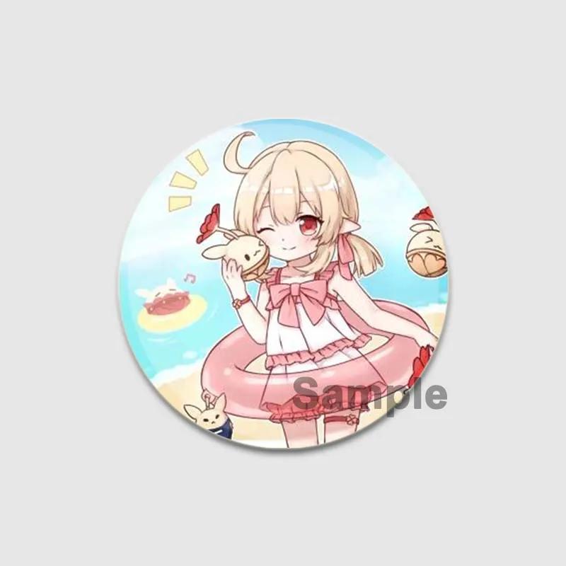 32/44/58mm Klee Pin Round Cartoon Funny Snap-in Brooche for Backpack Cothes Accessorie Anime Genshin Impact Collection Badge Hat Decoration