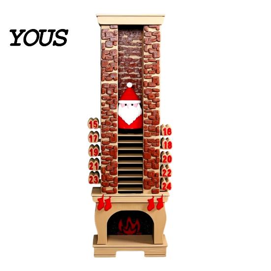 3D-gedruckter Feiertagsornament Nikolaus Kamin Adventskalender, 24-Tage-Weihnachts-Countdown für festliche Heimdekorationen Dekoration, Wiederverwendbare Dekoration