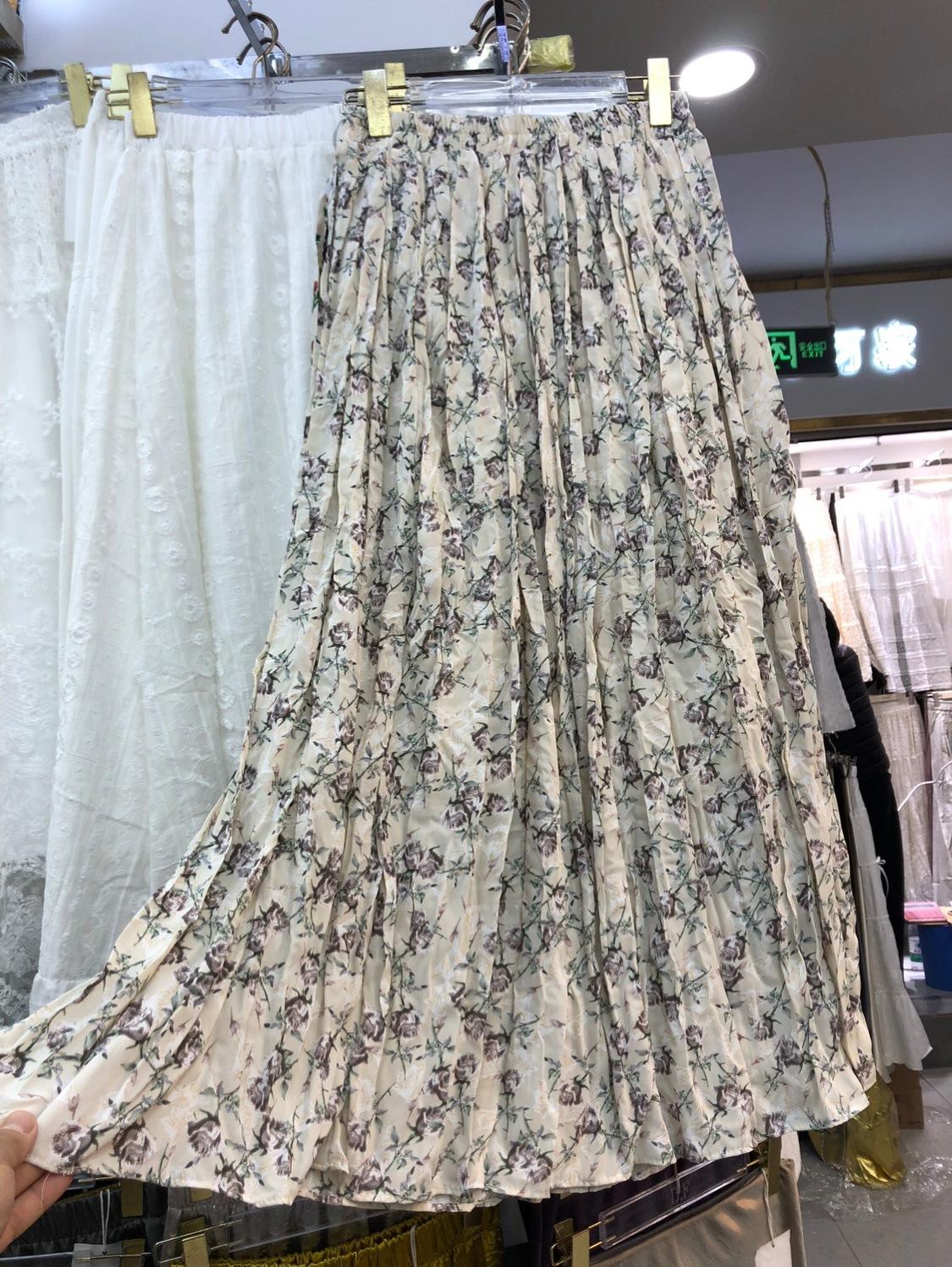 

Юбка с цветочным принтом и принтом, уменьшающим возраст, женская, эластичная, с высокой талией, универсальная, средней и длинной длины, с цветочным принтом One size