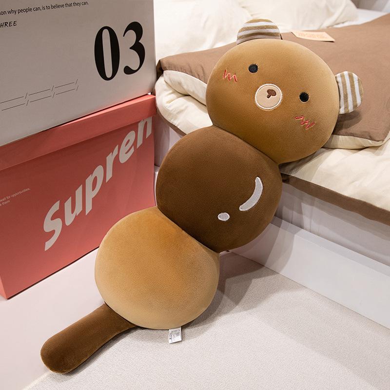 Creative cute candied gourd plush toy girl sleeping animal expression leg throw pillow children's doll