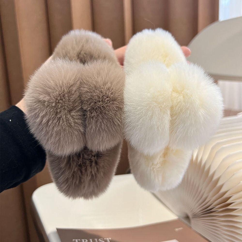 Pure Color Faux Fur Large Hair Clip Fluffy Winter Hair Accessories Plush Hair Claw Headwear