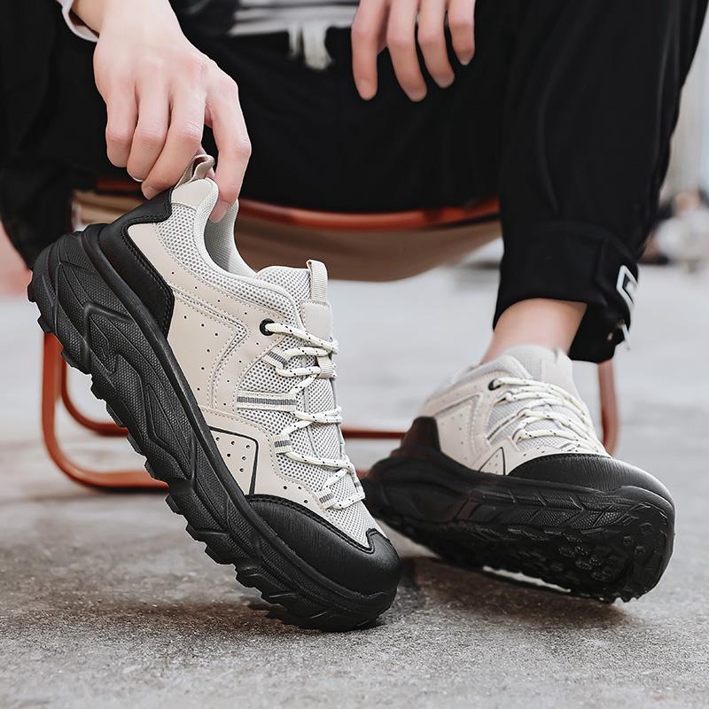 Hiking Mens Mesh Breathable Sports Casual Fashion Trend Lightweight Thick Soled Dad Shoes for Men Large Size Outdoor Clothing