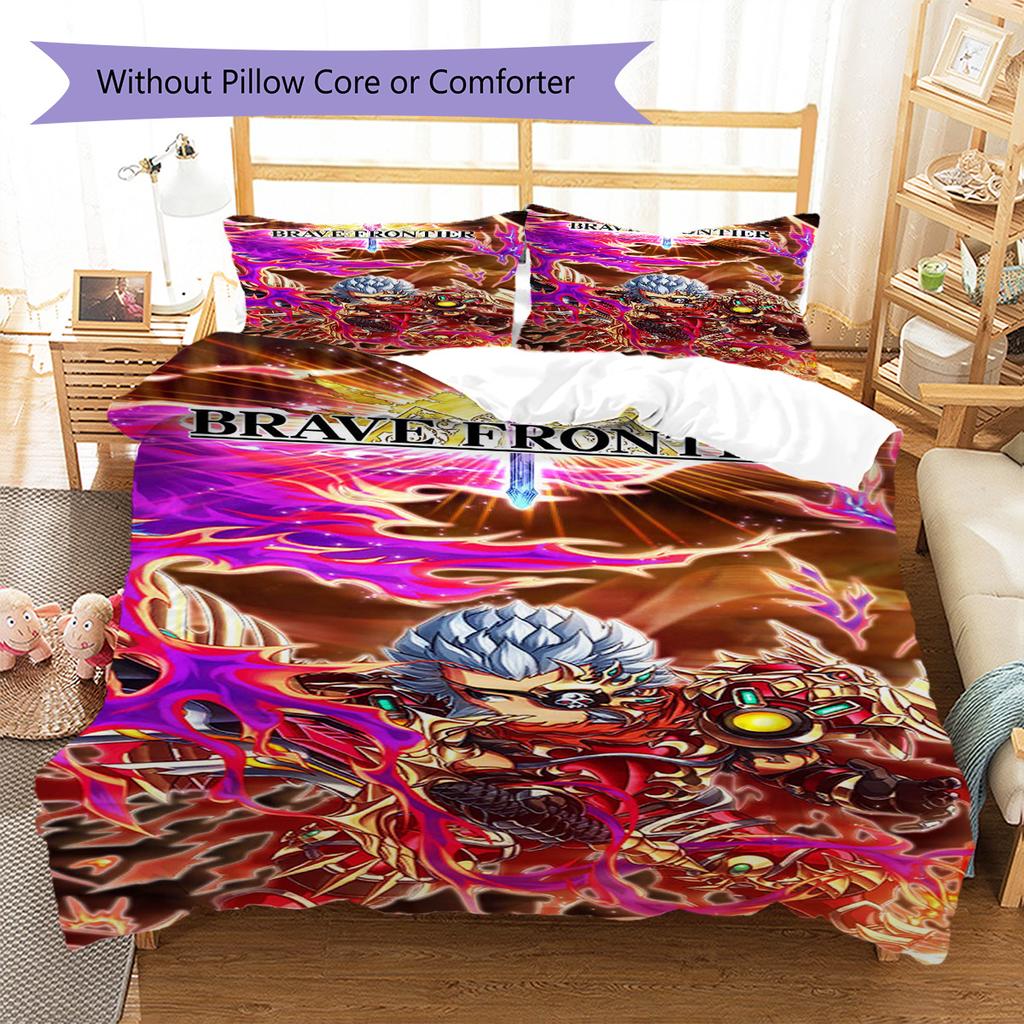 Brave Frontier Pattern Bedding Set Quilt Cover Pillowcase Home Decor Gift (1 * duvet cover + 2 * pillowcase, without core)
