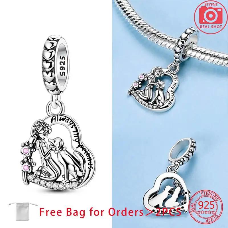 Elegant Charms Copper Heart Cat Pet Dog Beads Pendant Fit Bracelet Necklace Accessories Bead Jewelry Making Jewelry Gift