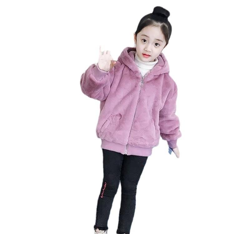 Autumn Winter Thick Warm Girls' Jacket Corduroy Star Hooded Sweater Sleeve Plus Velet  Kids Outerwear Teenager Windbreaker Coat