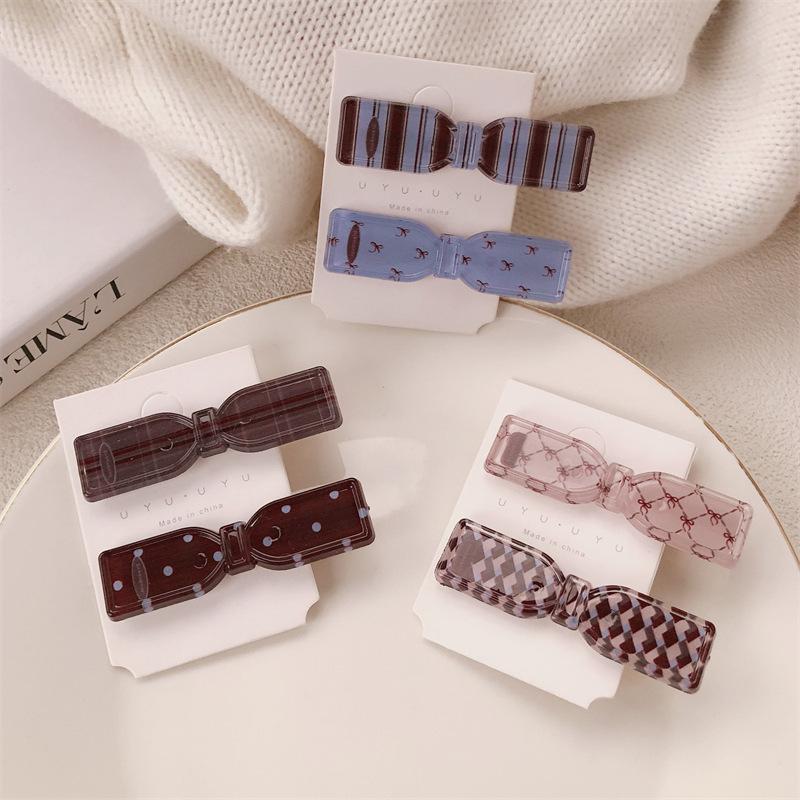 10Pcs Women's Polka-dot Pattern Long Bow Hairpin Girl's Heart Simple and High-end Bangs Hair Accessories Hairpin Headwear