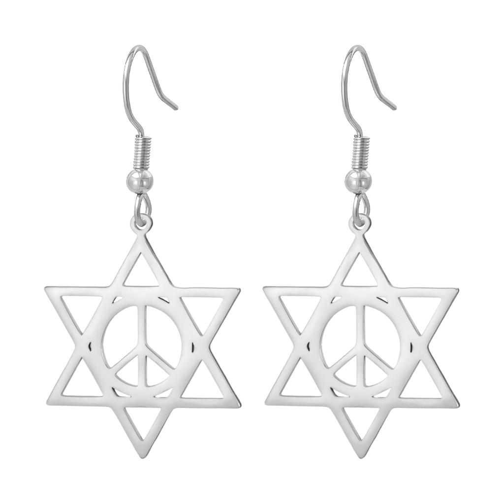 LIKGREAT Star of David Earrings Peace Symbol Drop Earring Vintage Stainless Steel Jewelry Je Amulet Gift