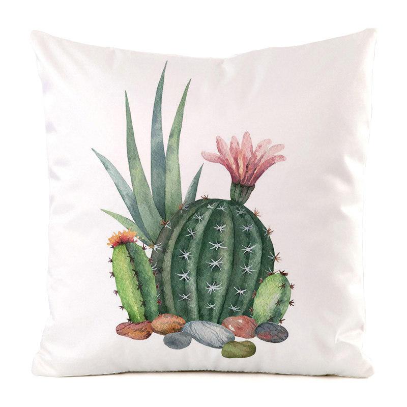 "Fresh and Gentle" Cactus Collection Digital printing short plush pillow covers for car sofa office cushion cover home goods