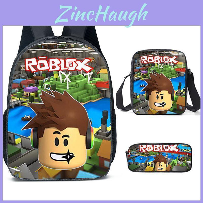 Spacious 20-35l Nylon Roblox Backpack Breathable Cartoon Bag For Students Travel