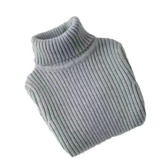 Girls' High-Neck Knitted Pullover Sweater - Autumn/Winter Fashion for Kids