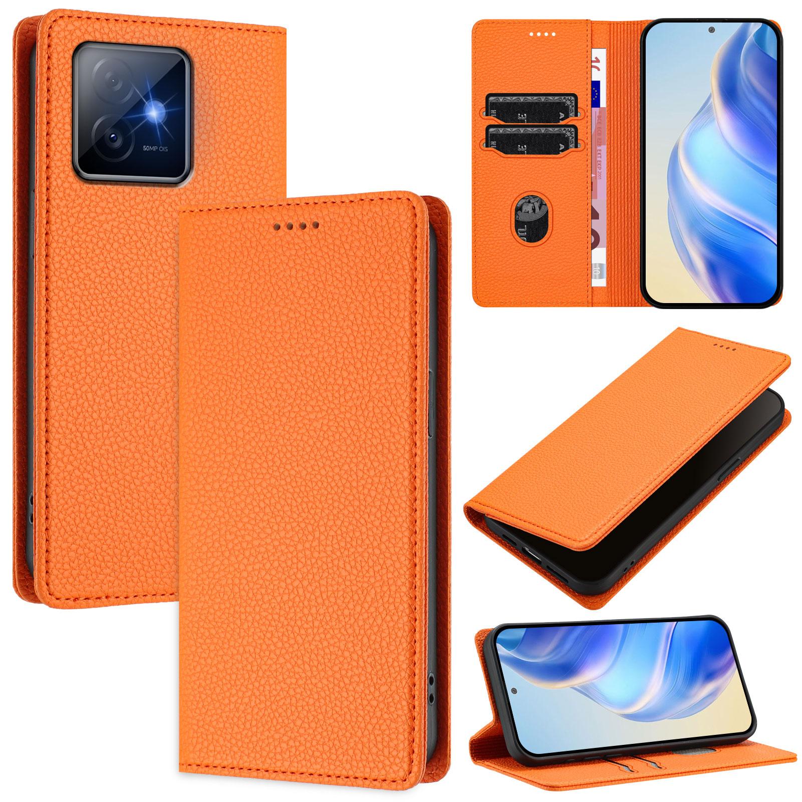 

For Honor X60 GT 5G Wallet Case RFID Blocking Litchi Texture Leather Mobile Cover Orange