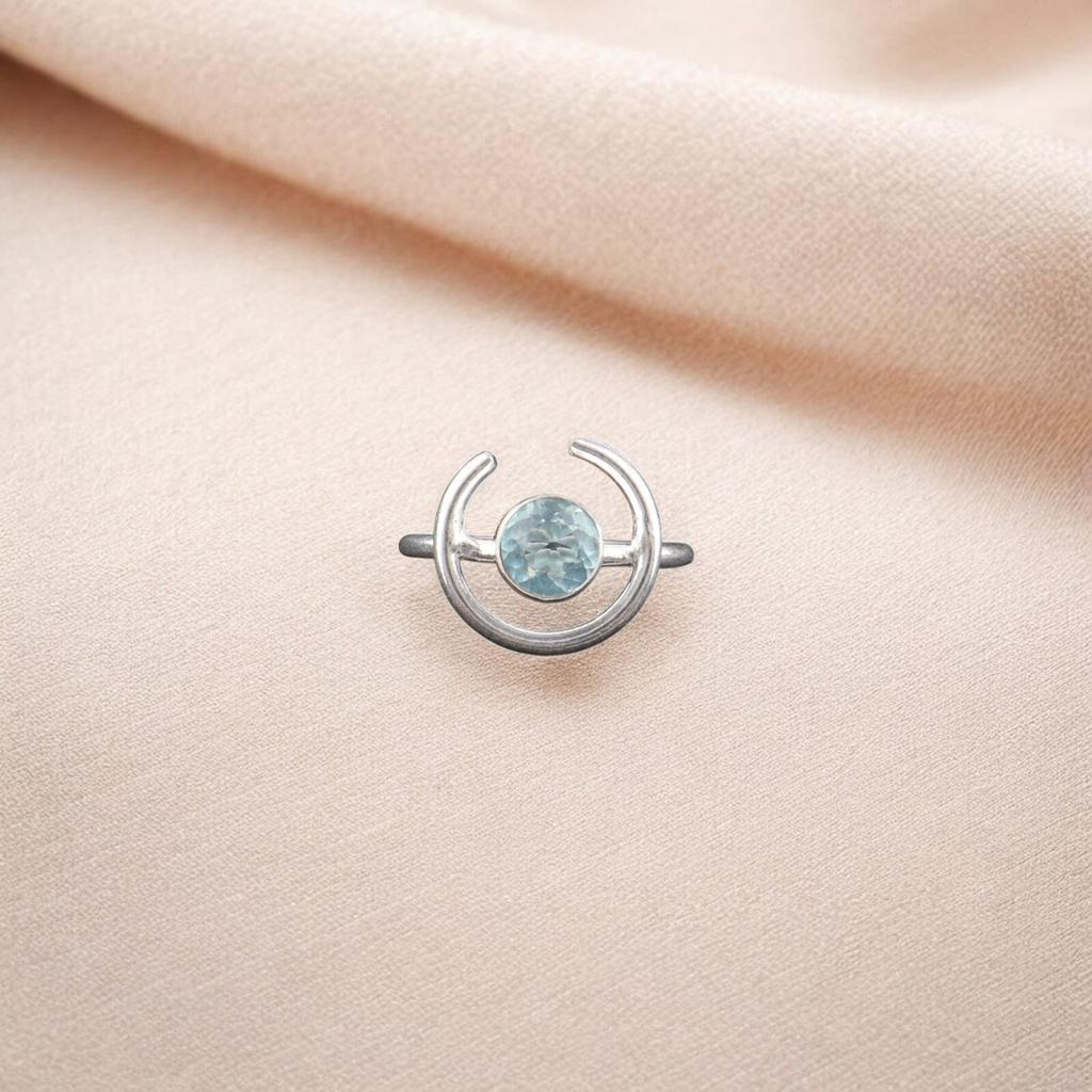 Sky Blue Topaz Gemstone 925 Sterling Silver Handmade Jewelry Ring For Women's RR-54-3