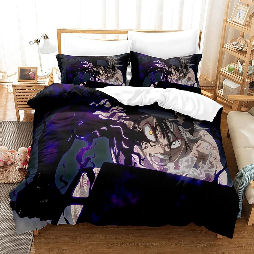 3D Printed Black Clover Asta Duvet Cover Pillowcase Bedding Set Single/Twin/Full/Queen Size Boys Girls Adults Bedroom Decor