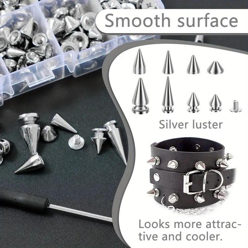 Punk Studs Handmade Craft Decoration Metal Studs Kit For Jackets Shoes Belt Bags Dog Collars Pants Jeans Down Jacket