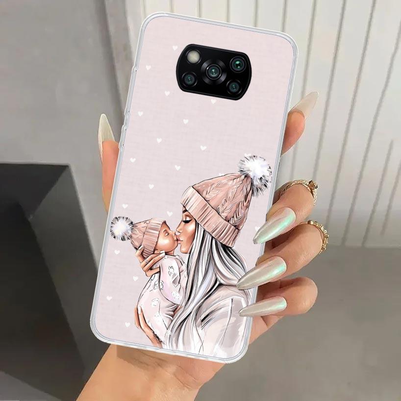 Mom Baby Girls Phone Case for Xiaomi Poco X5 X6 X7 Pro F7 Ultra M7 Redmi 15 15C 13 13C 12 12C 10 10A 10C 9 9A 9C 9T Shell Poco X