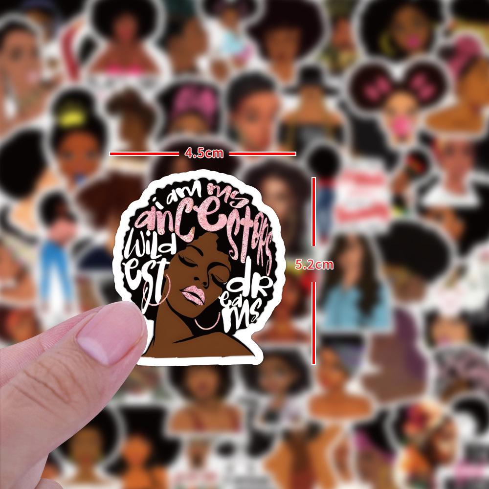 60 Sheets Black Girl Graffiti Stickers for Luggage, Computers, and Helmets