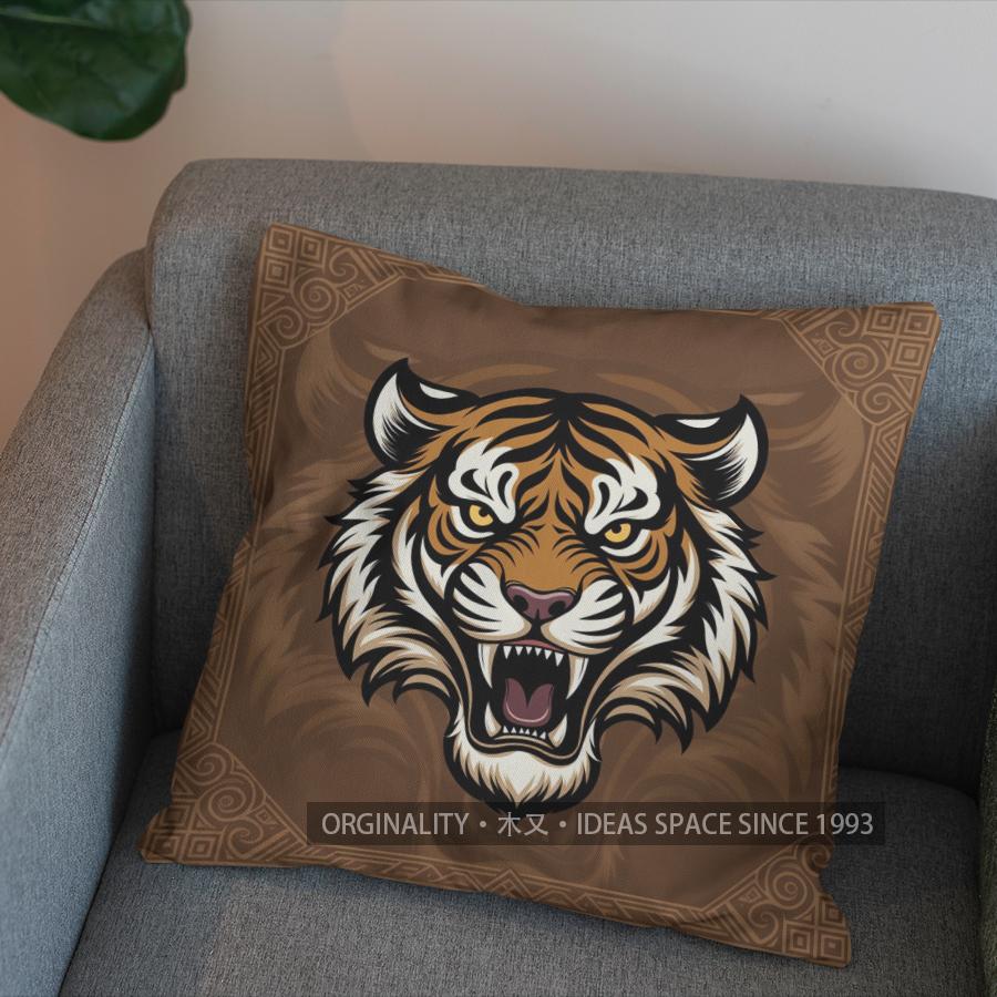 2D Stylish Tiger-Printed Cushion Covers for Home Pattern Cushion Cover Suitable for Sofa Bedroom Car Pillow Cover